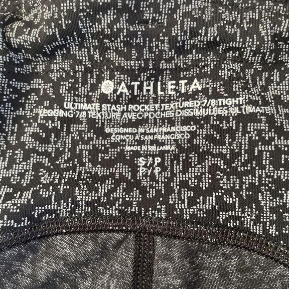 Athleta Stash Capri Black Gray Pixel SIZE SMALL Leggings Side & Back Pockets - Picture 4 of 11